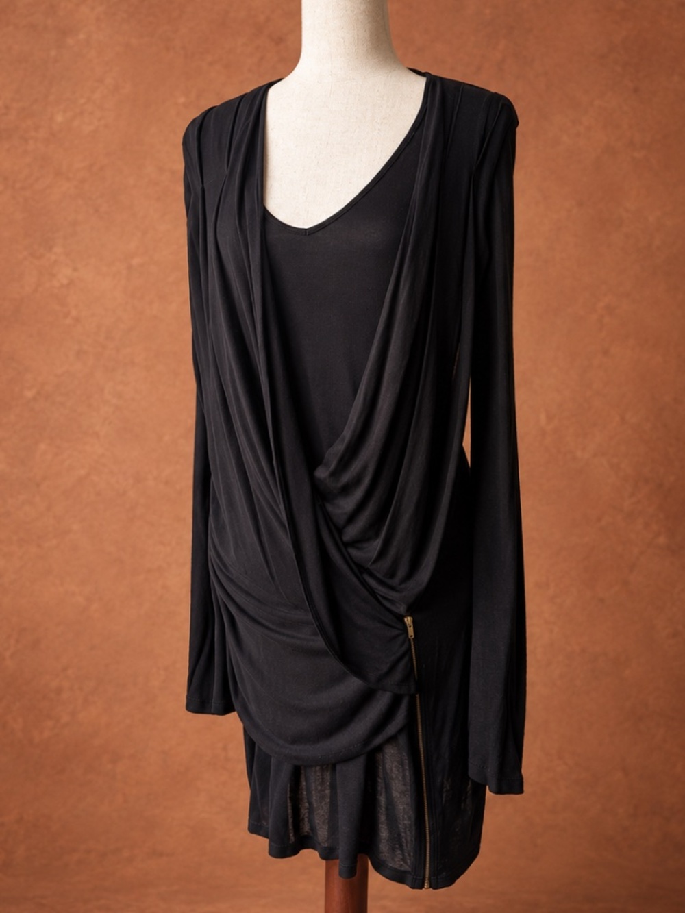 Reiss black draped mini dress, Size M